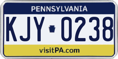 PA license plate KJY0238