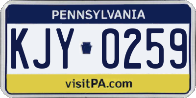 PA license plate KJY0259