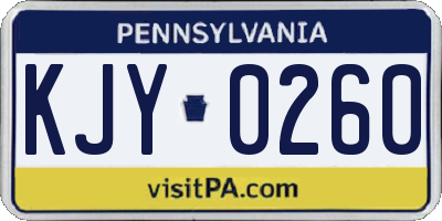 PA license plate KJY0260