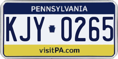 PA license plate KJY0265