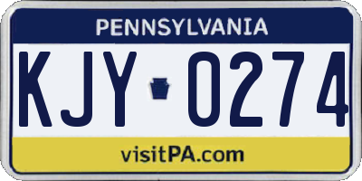 PA license plate KJY0274