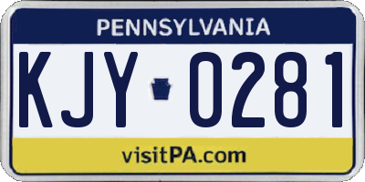 PA license plate KJY0281