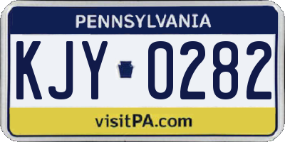 PA license plate KJY0282