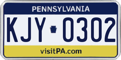 PA license plate KJY0302