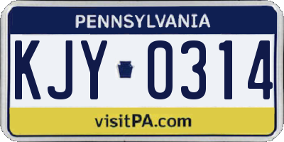 PA license plate KJY0314