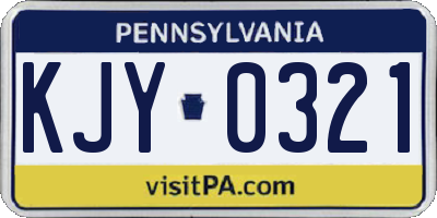 PA license plate KJY0321