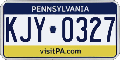 PA license plate KJY0327