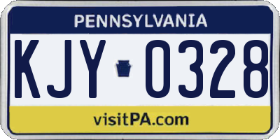 PA license plate KJY0328