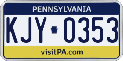 PA license plate KJY0353
