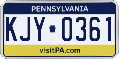 PA license plate KJY0361