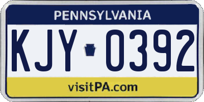 PA license plate KJY0392