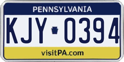 PA license plate KJY0394