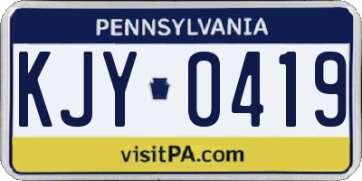 PA license plate KJY0419