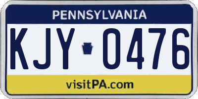 PA license plate KJY0476