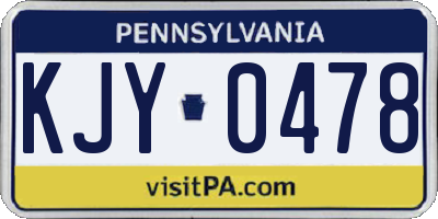 PA license plate KJY0478