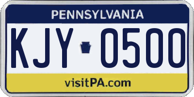 PA license plate KJY0500