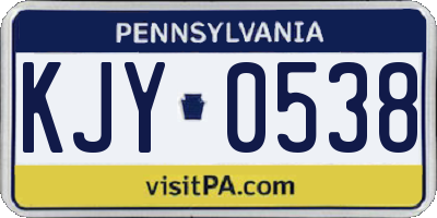 PA license plate KJY0538