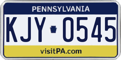 PA license plate KJY0545