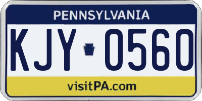 PA license plate KJY0560