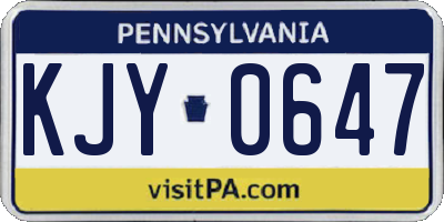 PA license plate KJY0647