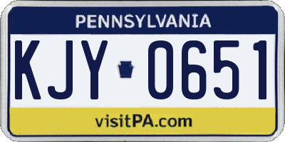 PA license plate KJY0651