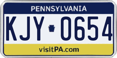 PA license plate KJY0654