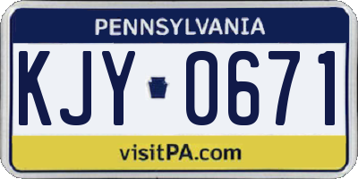 PA license plate KJY0671
