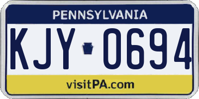 PA license plate KJY0694
