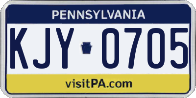 PA license plate KJY0705