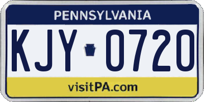 PA license plate KJY0720