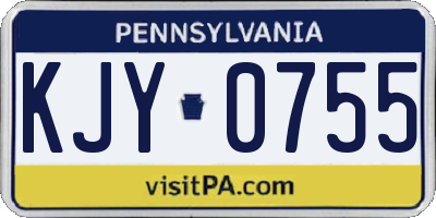 PA license plate KJY0755