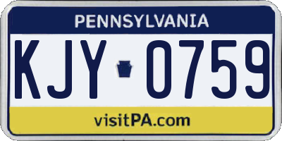 PA license plate KJY0759