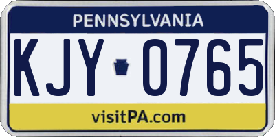 PA license plate KJY0765