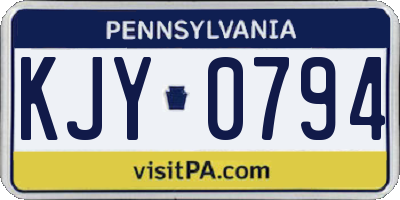 PA license plate KJY0794