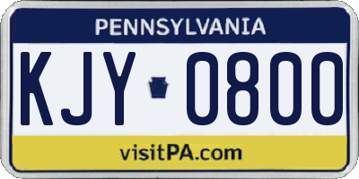 PA license plate KJY0800