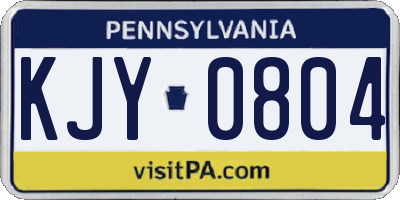 PA license plate KJY0804