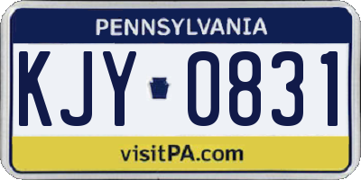 PA license plate KJY0831