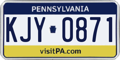 PA license plate KJY0871