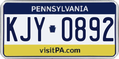 PA license plate KJY0892