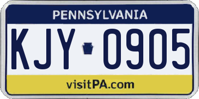 PA license plate KJY0905