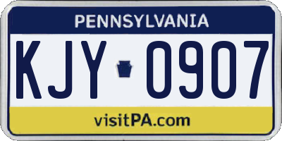 PA license plate KJY0907