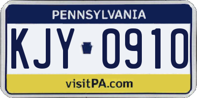 PA license plate KJY0910