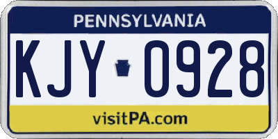 PA license plate KJY0928