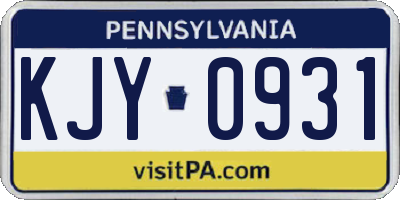 PA license plate KJY0931