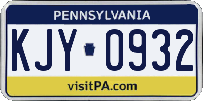 PA license plate KJY0932