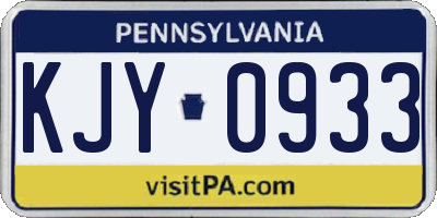 PA license plate KJY0933