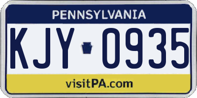 PA license plate KJY0935