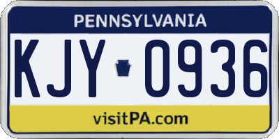 PA license plate KJY0936