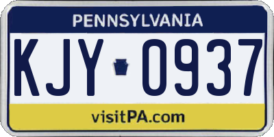 PA license plate KJY0937
