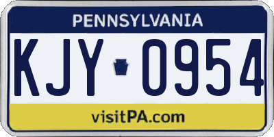 PA license plate KJY0954